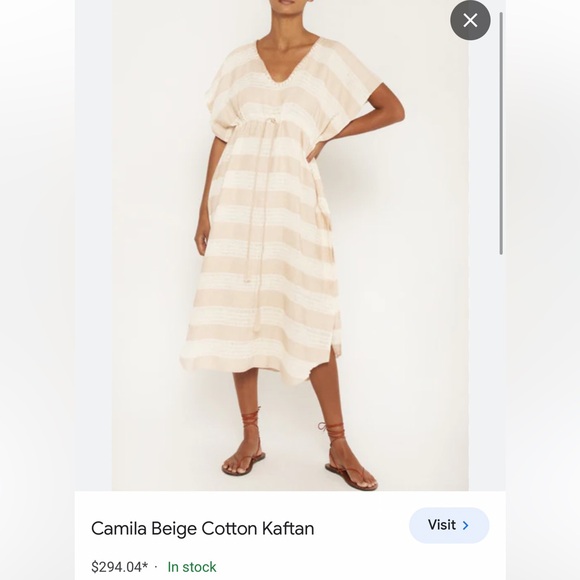 NWT Camila Beige Stripe 100% Organic Cotton Kaftan - Picture 8 of 8
